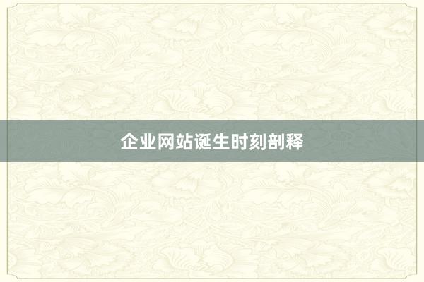 企业网站诞生时刻剖释