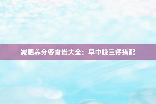 减肥养分餐食谱大全：早中晚三餐搭配
