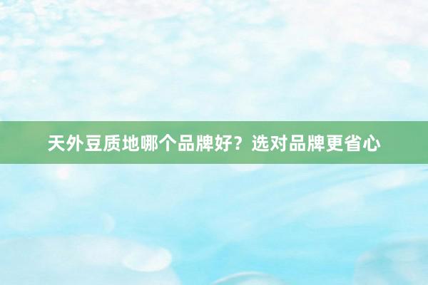 天外豆质地哪个品牌好？选对品牌更省心